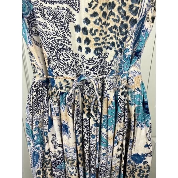 Bila Womens Vintage White Maxi Dress Crickle Paisley Animal Print Boho Small - Picture 4 of 8
